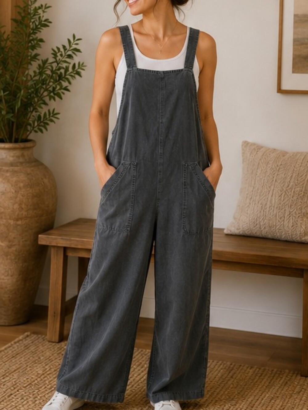 Universal Thread Oversized Relaxed Utility Overalls Gray Size Medium